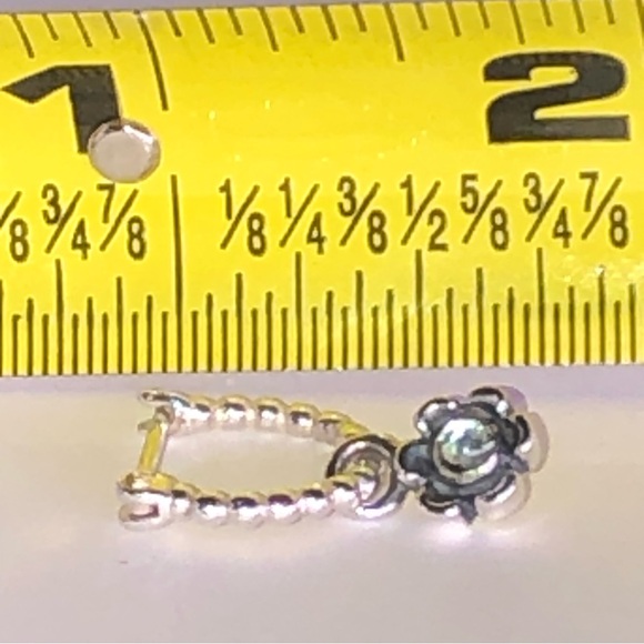 Retired Pandora Blue Ribbon Earrings Charms 925 Ale - Picture 9 of 10